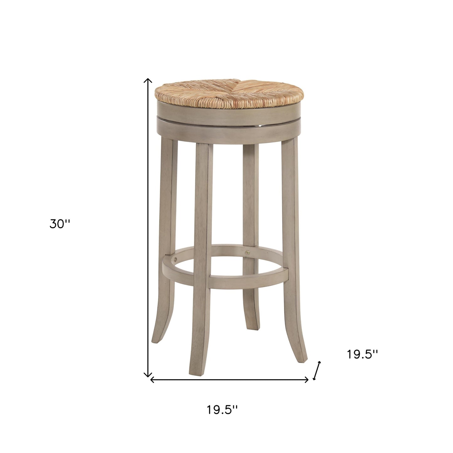Natural And Gray Solid Wood Swivel Backless Bar Height Bar Chair By Homeroots | Bar Stools | Modishstore - 6
