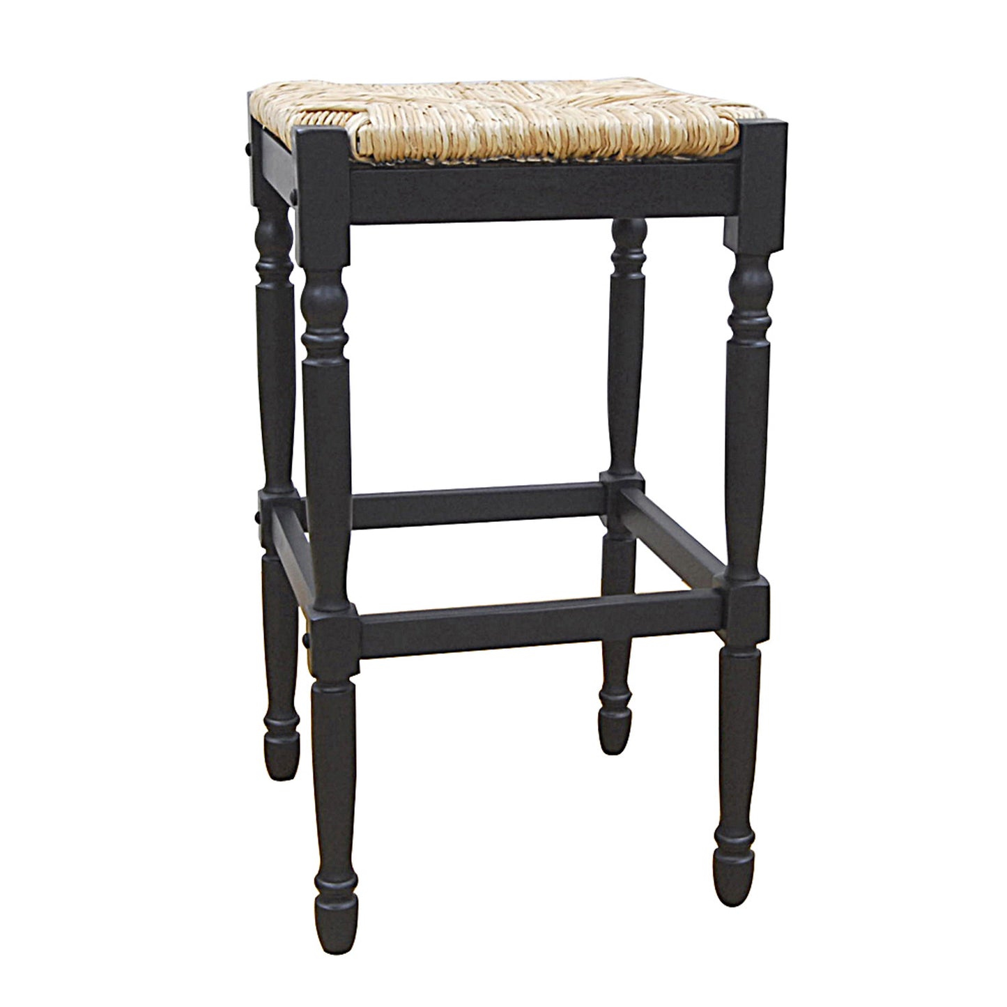 Natural And Black Solid Wood Backless Bar Height Bar Chair By Homeroots | Bar Stools | Modishstore - 4