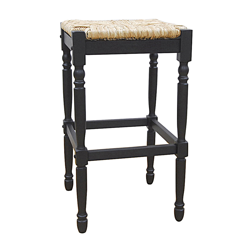 Natural And Black Solid Wood Backless Bar Height Bar Chair By Homeroots | Bar Stools | Modishstore - 4
