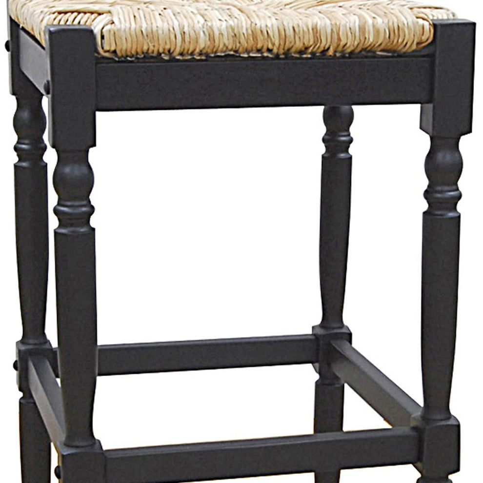 Natural And Black Solid Wood Backless Bar Height Bar Chair By Homeroots | Bar Stools | Modishstore - 5
