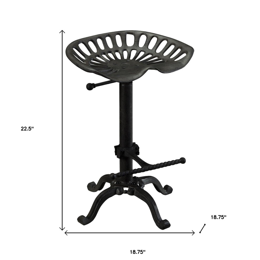 Black Iron Backless Adjustable Height Bar Chair By Homeroots | Bar Stools | Modishstore - 4