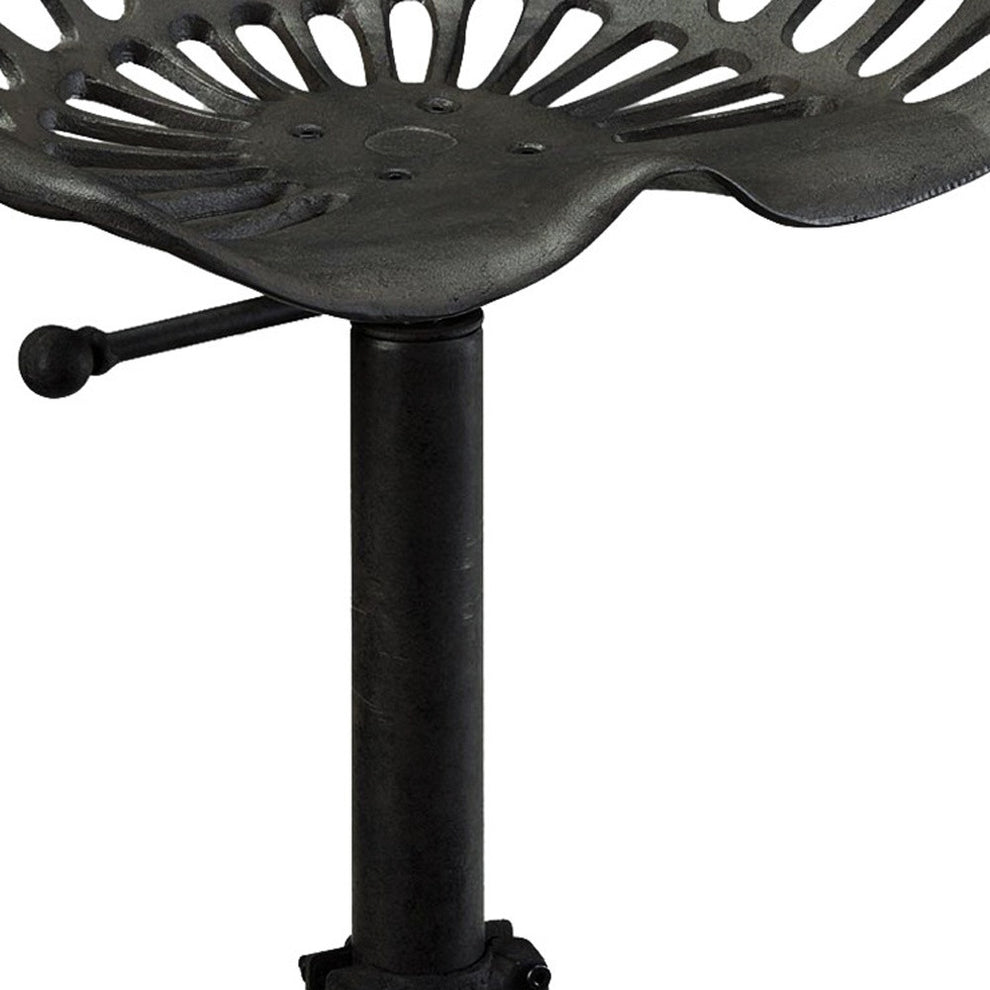 Black Iron Backless Adjustable Height Bar Chair By Homeroots | Bar Stools | Modishstore - 3