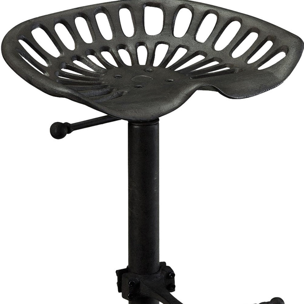 Black Iron Backless Adjustable Height Bar Chair By Homeroots | Bar Stools | Modishstore - 5