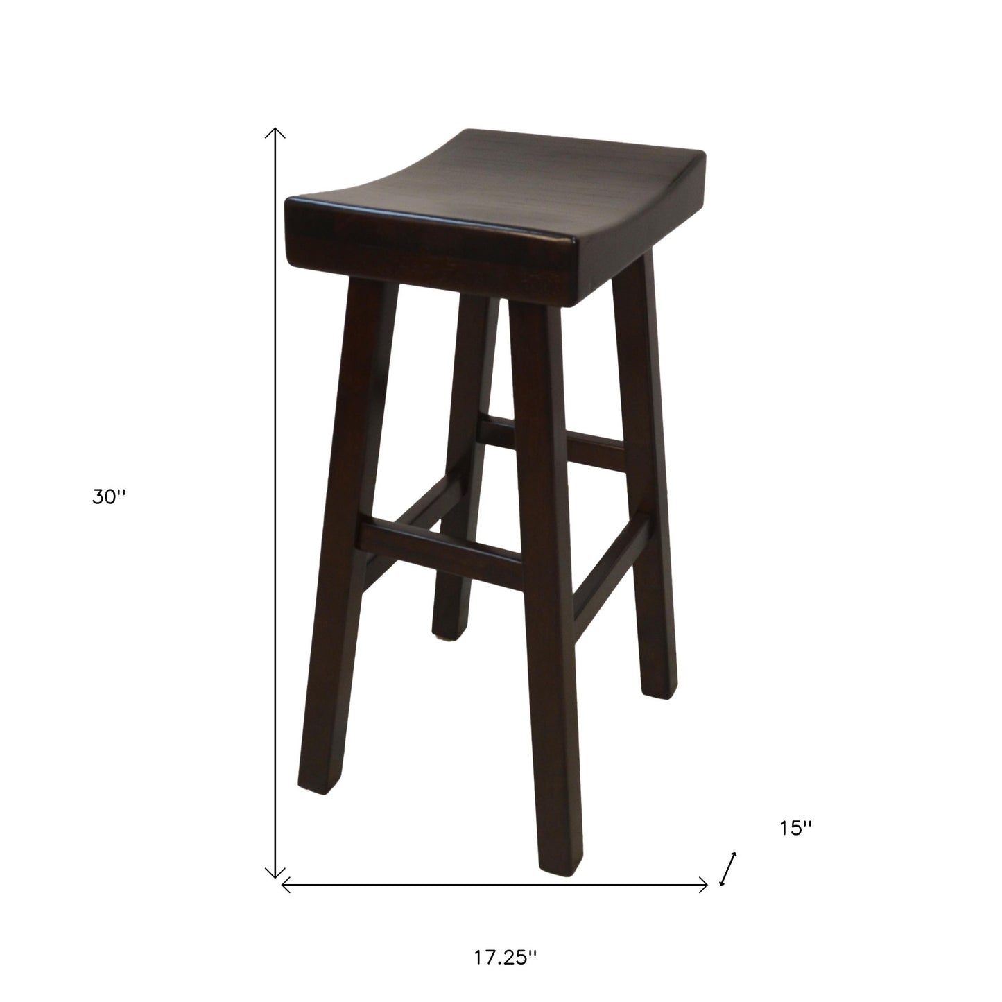 Espresso Solid Wood Backless Bar Height Bar Chair By Homeroots | Bar Stools | Modishstore - 4