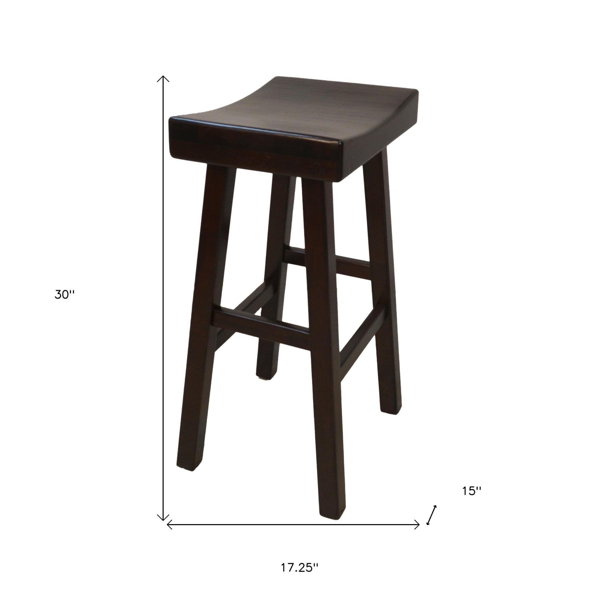 Espresso Solid Wood Backless Bar Height Bar Chair By Homeroots | Bar Stools | Modishstore - 4