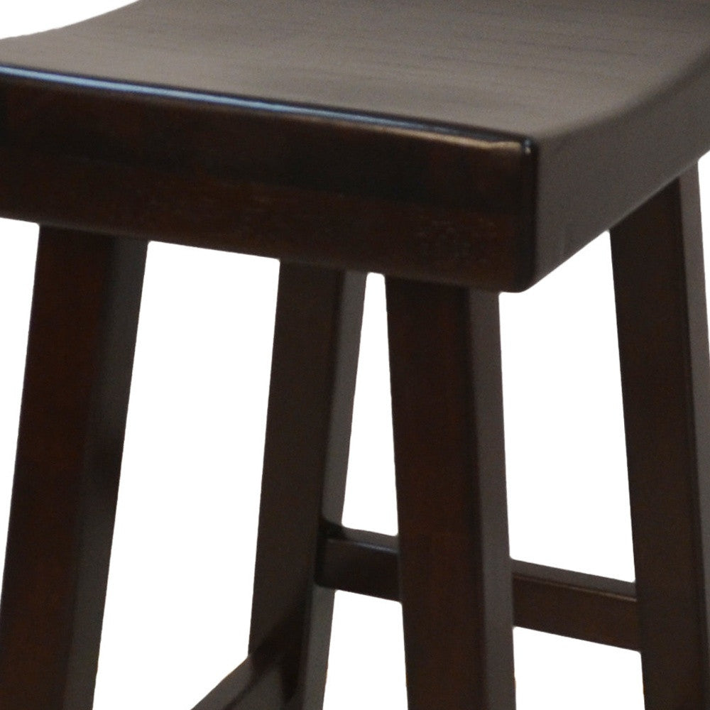 Espresso Solid Wood Backless Bar Height Bar Chair By Homeroots | Bar Stools | Modishstore - 3