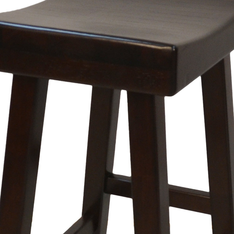 Espresso Solid Wood Backless Bar Height Bar Chair By Homeroots | Bar Stools | Modishstore - 3