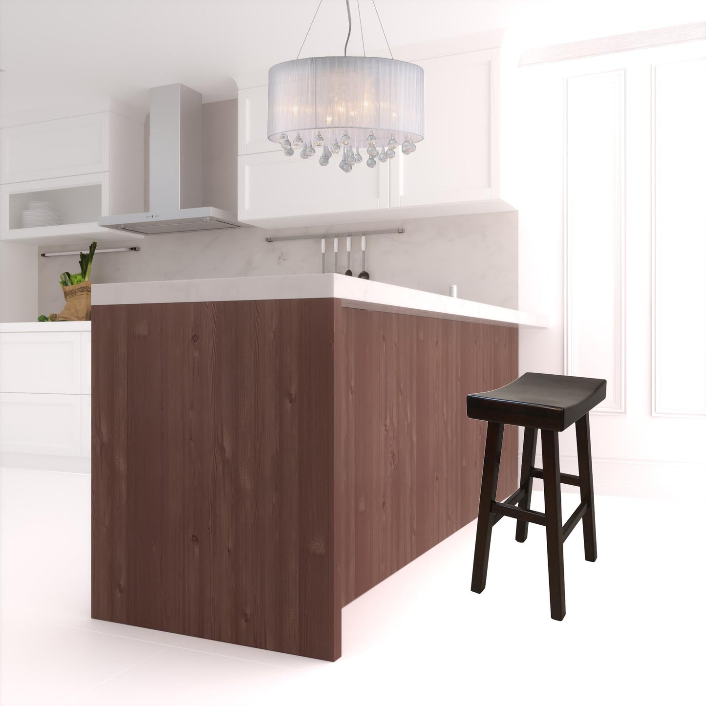 Espresso Solid Wood Backless Bar Height Bar Chair By Homeroots | Bar Stools | Modishstore - 2