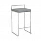 Gray And Silver Faux Leather And Steel Low Back Bar Height Bar Chair By Homeroots | Bar Stools | Modishstore - 1