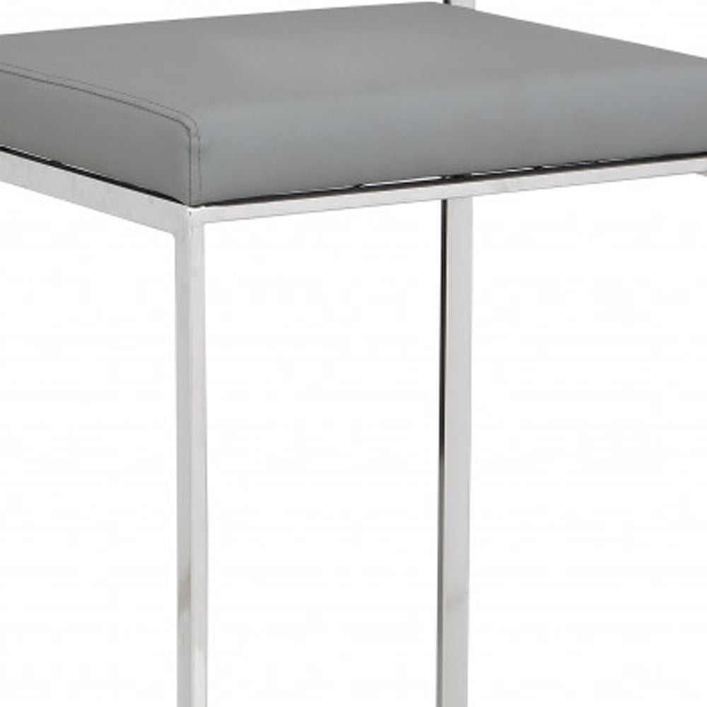 Gray And Silver Faux Leather And Steel Low Back Bar Height Bar Chair By Homeroots | Bar Stools | Modishstore - 2