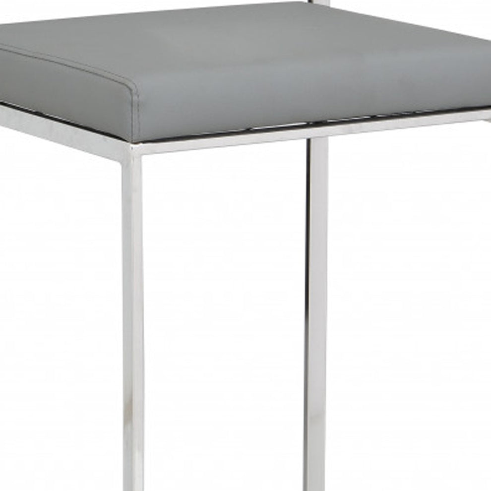 Gray And Silver Faux Leather And Steel Low Back Bar Height Bar Chair By Homeroots | Bar Stools | Modishstore - 2