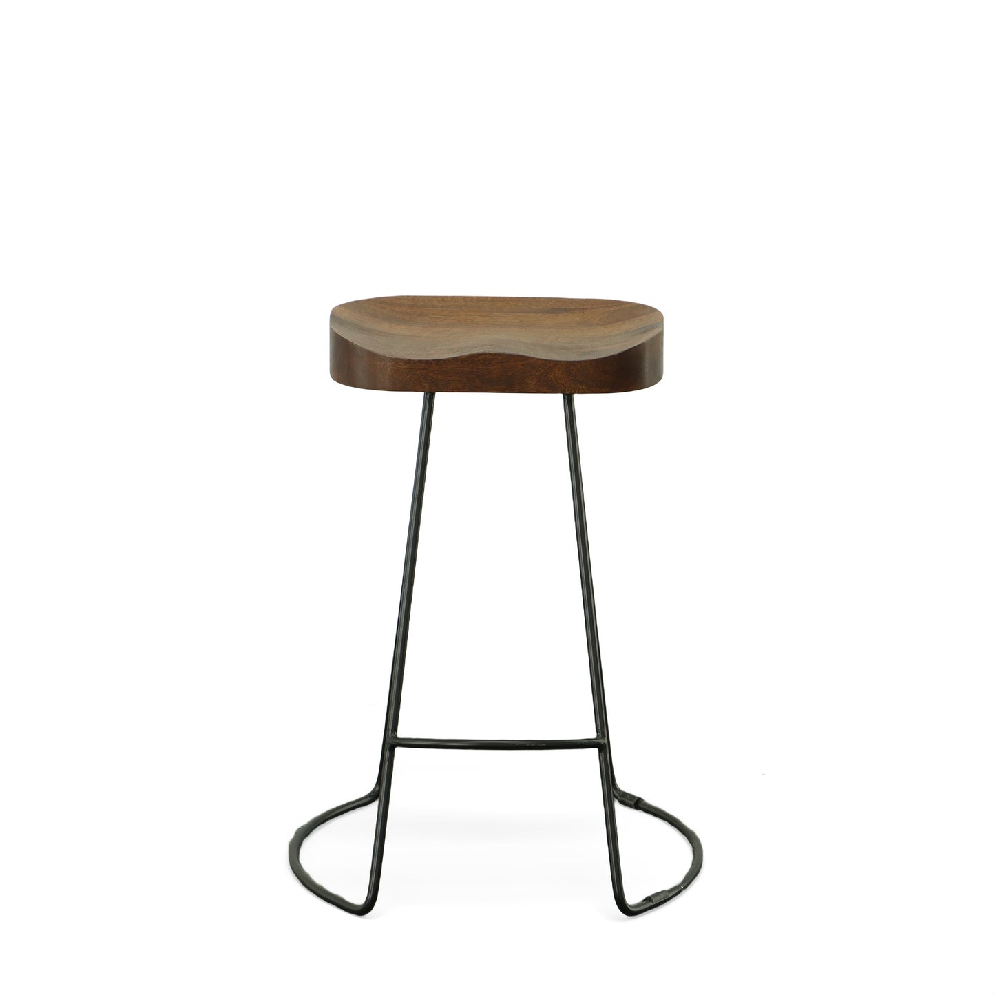 Set of Two Chestnut and Black Solid Wood and Steel Backless Counter Height Bar Chairs By Homeroots | Bar Stools | Modishstore - 4