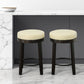 Set of Two Cream and Espresso Faux Leather and Solid Wood Backless Counter Height Swivel Bar Chairs By Homeroots | Bar Stools | Modishstore - 1