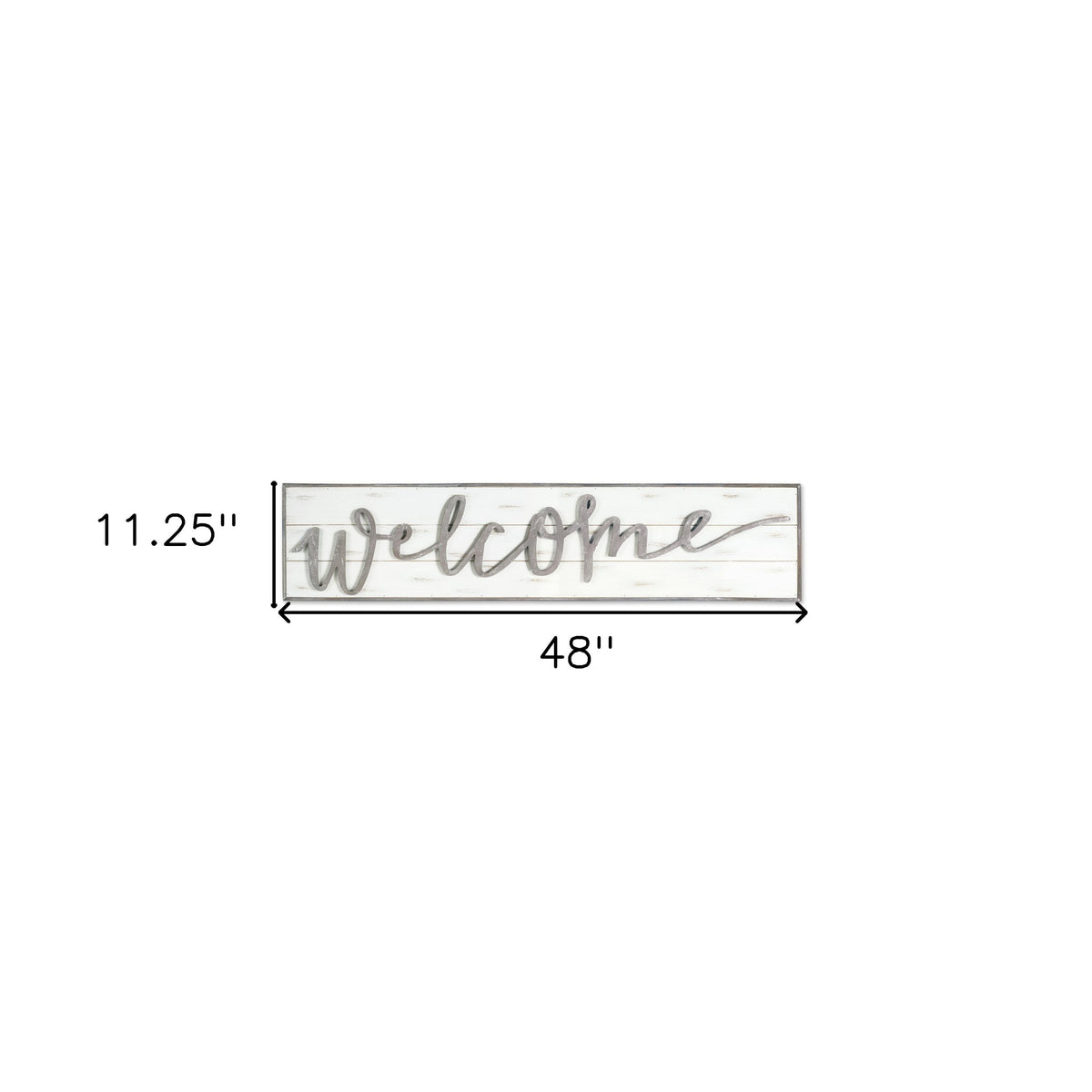 White And Gray Welcome Solid and Manufactured Wood Wall Decor By Homeroots | Wall Decor | Modishstore - 6
