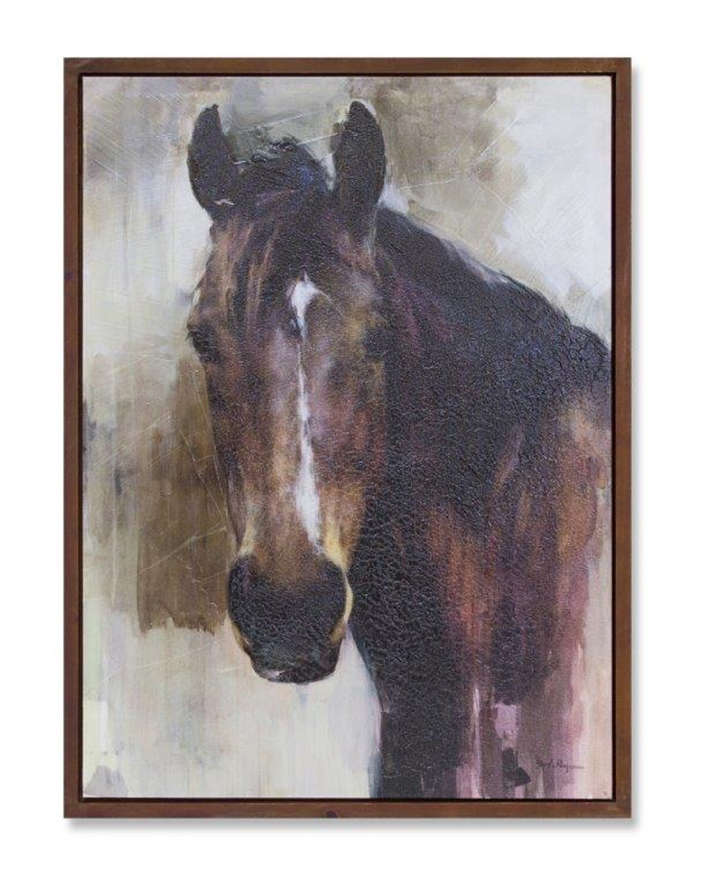 Brown Black And White Horse Wood Framed Art By Homeroots | Wall Decor | Modishstore - 2