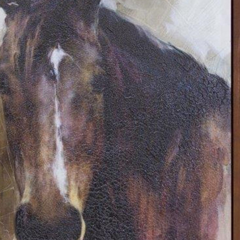 Brown Black And White Horse Wood Framed Art By Homeroots | Wall Decor | Modishstore - 3