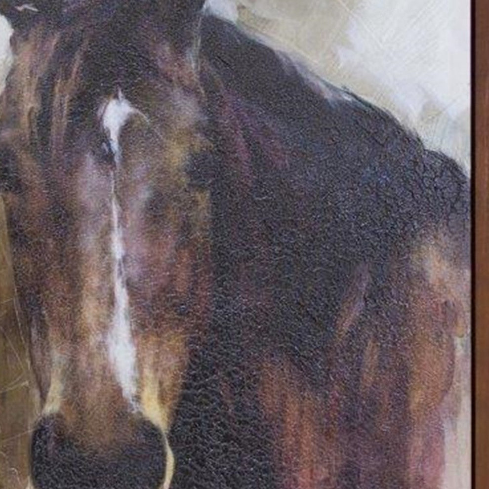 Brown Black And White Horse Wood Framed Art By Homeroots | Wall Decor | Modishstore - 3