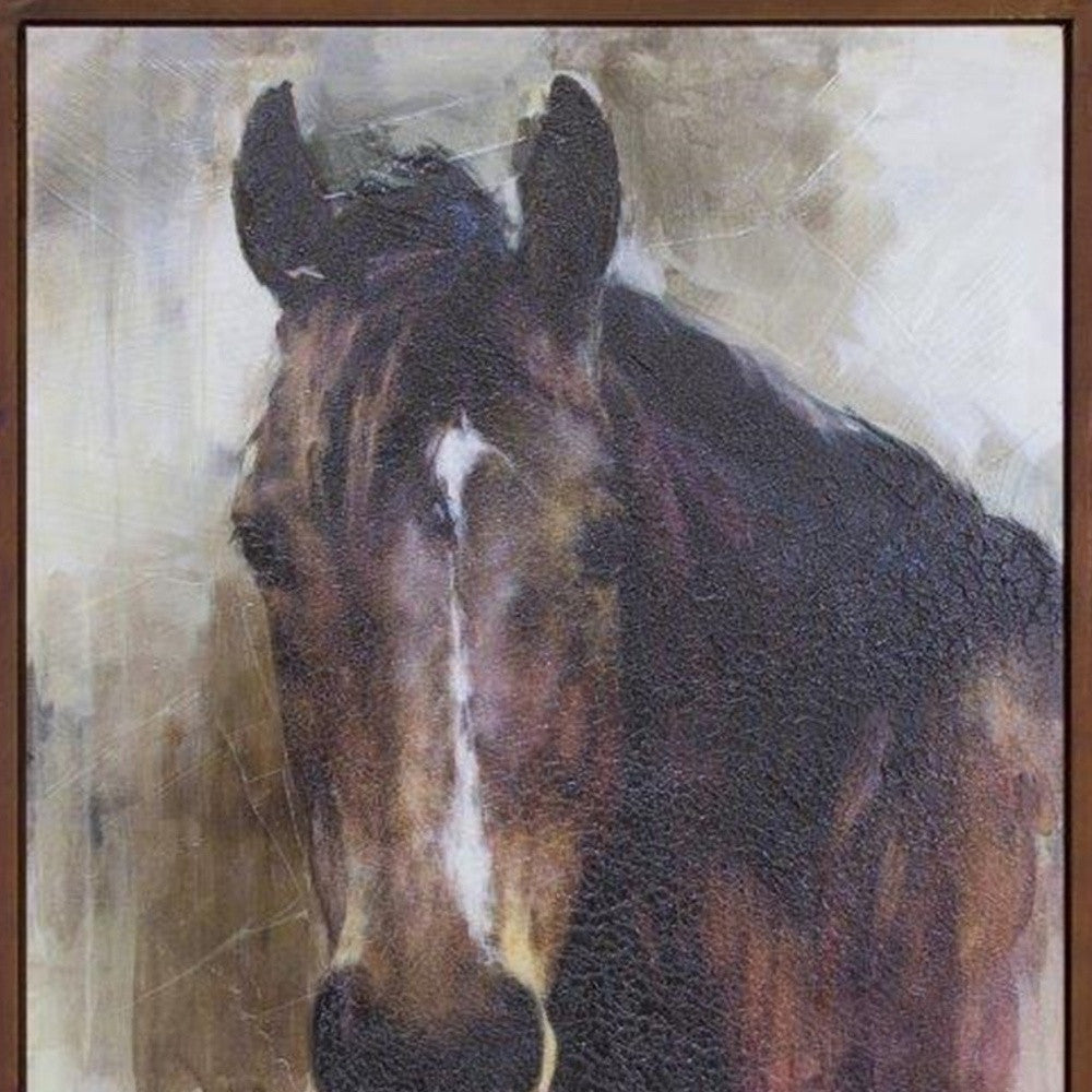 Brown Black And White Horse Wood Framed Art By Homeroots | Wall Decor | Modishstore - 4