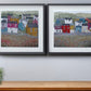 Set of Two Gray Green And Yellow Wood Square Framed Art By Homeroots | Wall Decor | Modishstore - 1