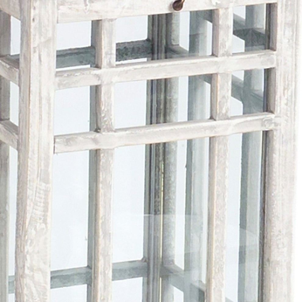 Set of Two White and Silver Metal Geometric Floor Lantern Candle Holders By Homeroots | Candle Holders | Modishstore - 4