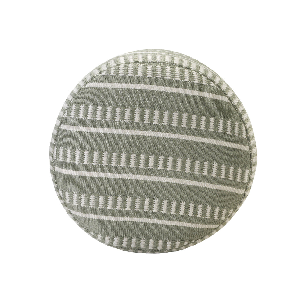 Green Polyester Round Striped Indoor Outdoor Pouf Ottoman By Homeroots | Outdoor Ottomans | Modishstore - 2