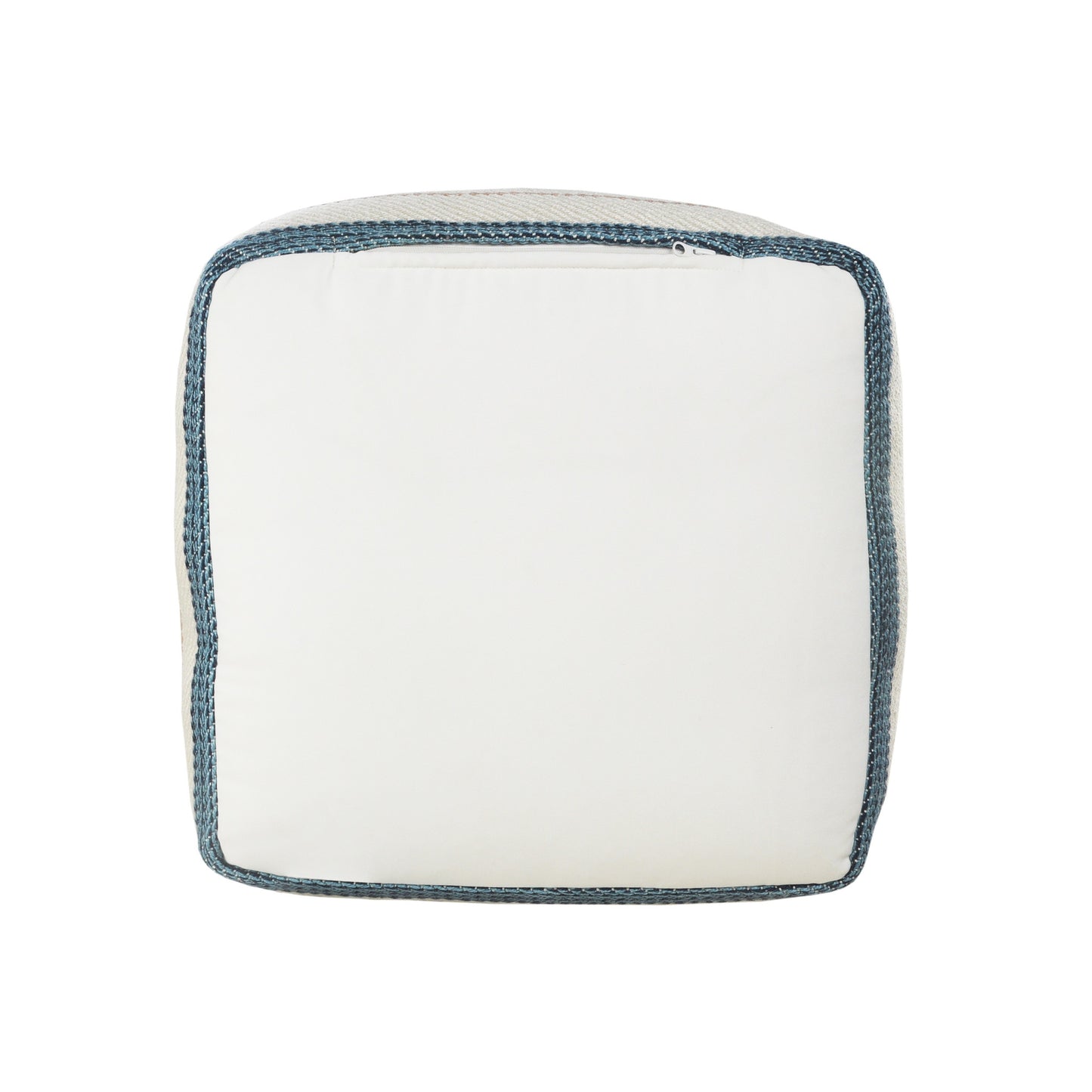 White Polyester Striped Indoor Outdoor Pouf Ottoman By Homeroots | Outdoor Ottomans | Modishstore - 4