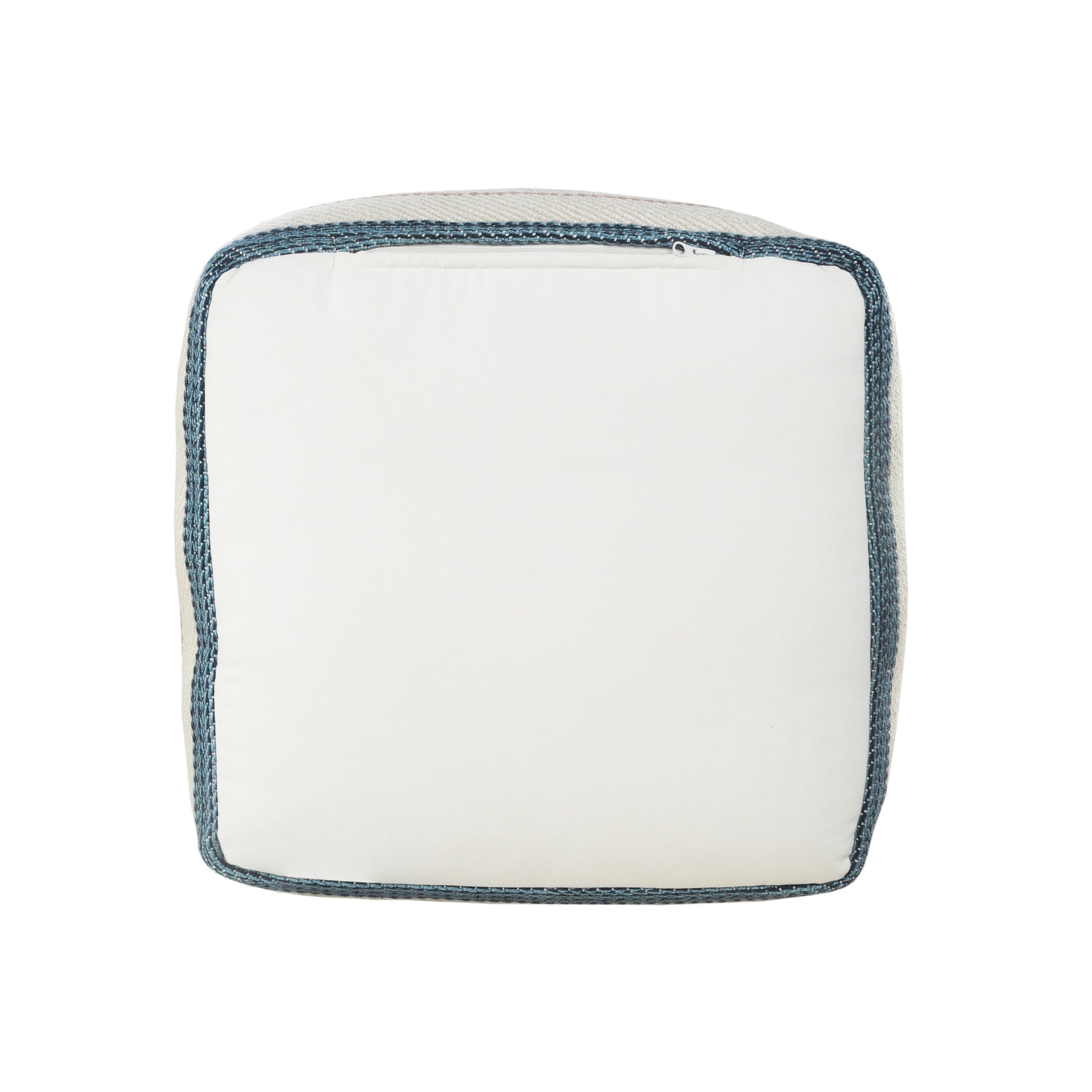 White Polyester Striped Indoor Outdoor Pouf Ottoman By Homeroots | Outdoor Ottomans | Modishstore - 4