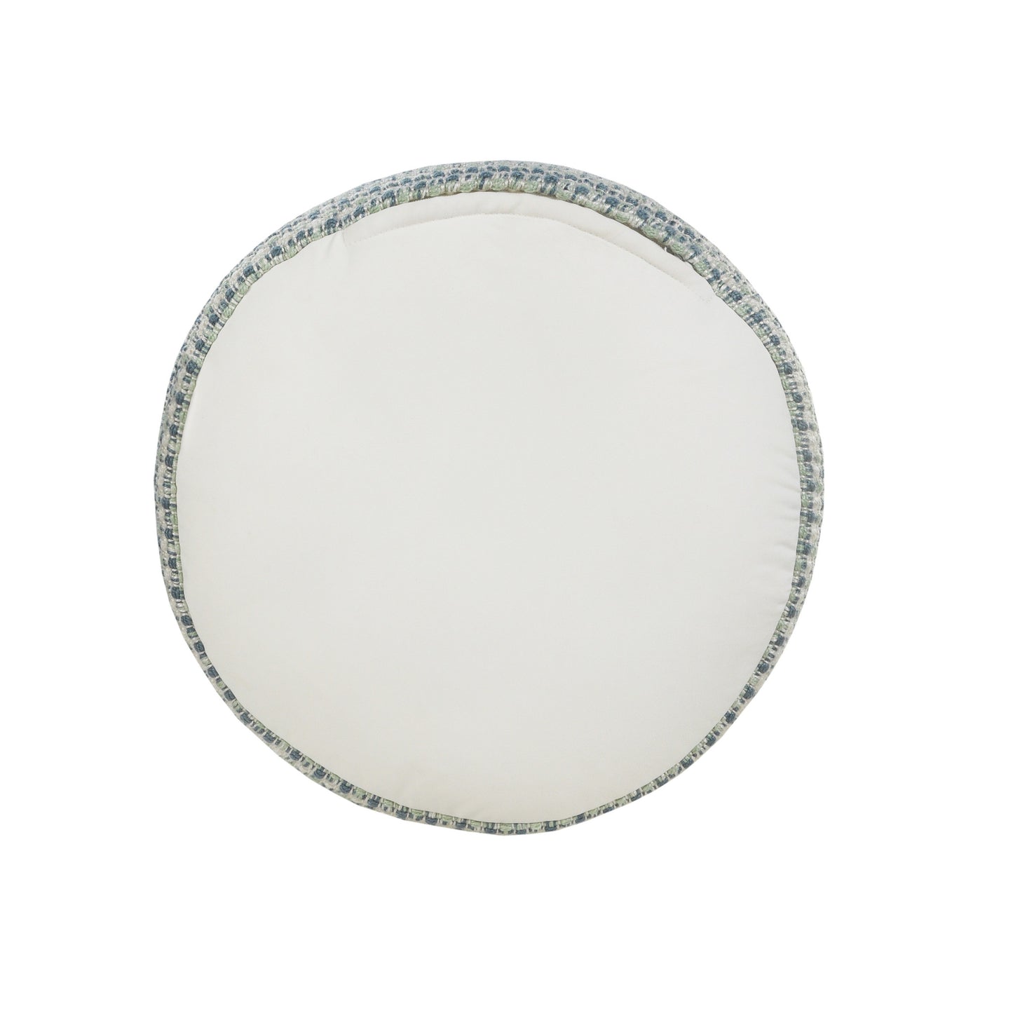 Blue Polyester Round Geometric Indoor Outdoor Pouf Ottoman By Homeroots | Outdoor Ottomans | Modishstore - 6