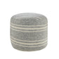 Gray Polyester Round Striped Indoor Outdoor Pouf Ottoman By Homeroots | Outdoor Ottomans | Modishstore - 2