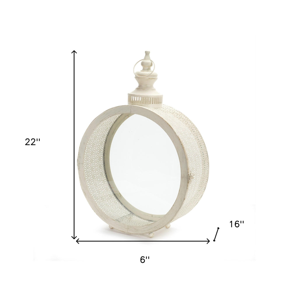 Ivory Glass and Metal Ornate Centerpiece Lantern Candle Holder By Homeroots | Candle Holders | Modishstore - 5