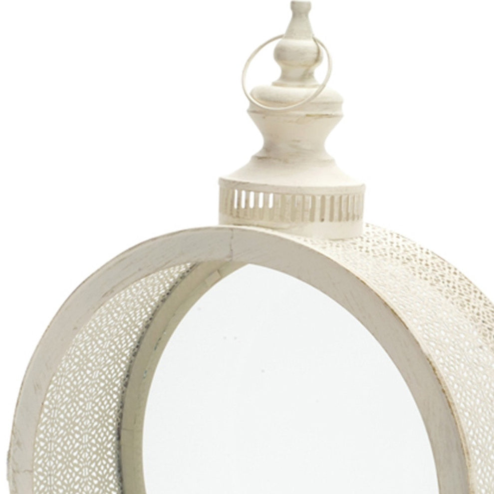 Ivory Glass and Metal Ornate Centerpiece Lantern Candle Holder By Homeroots | Candle Holders | Modishstore - 4