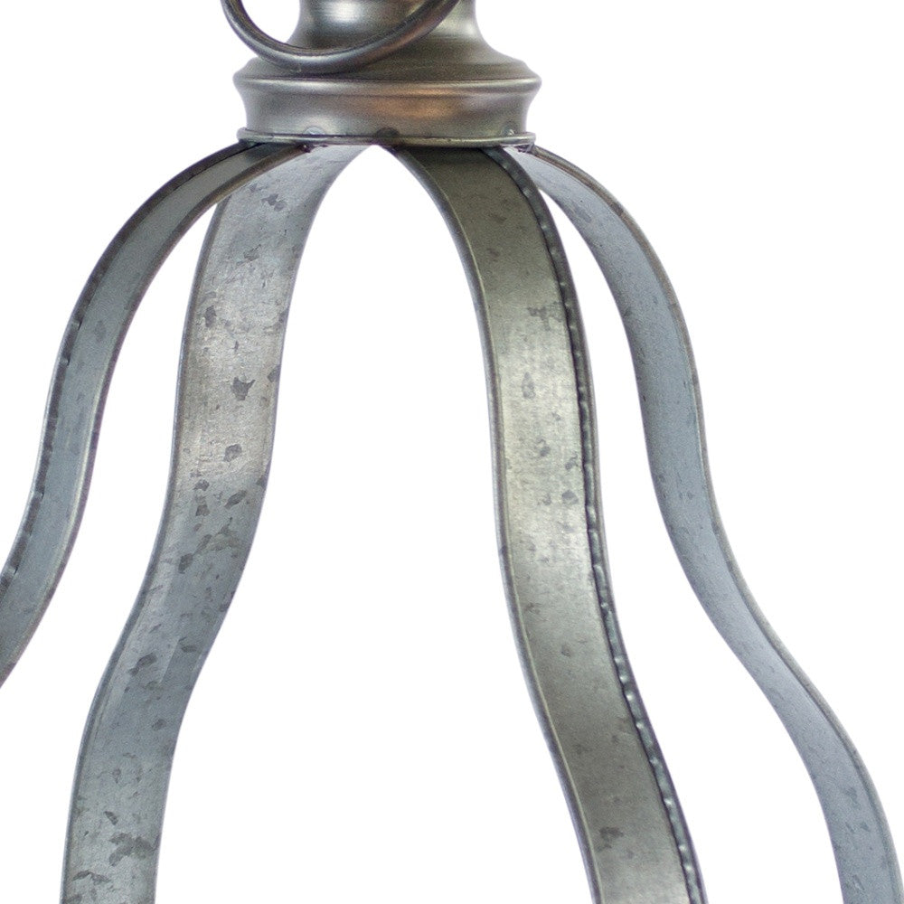 Set of Two Gray Galvanized Metal Tabletop Lantern Candle Holders By Homeroots | Candle Holders | Modishstore - 3