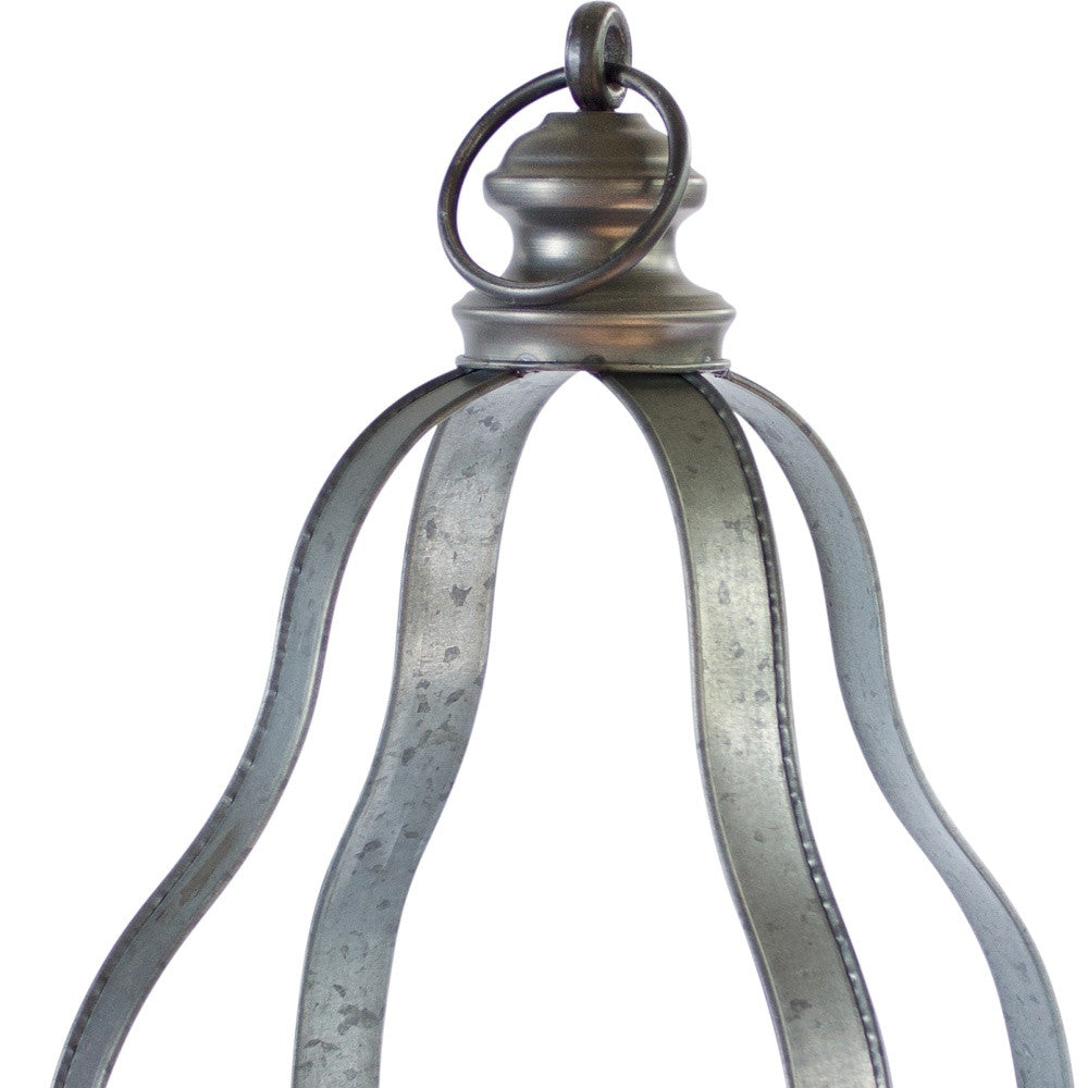 Set of Two Gray Galvanized Metal Tabletop Lantern Candle Holders By Homeroots | Candle Holders | Modishstore - 4