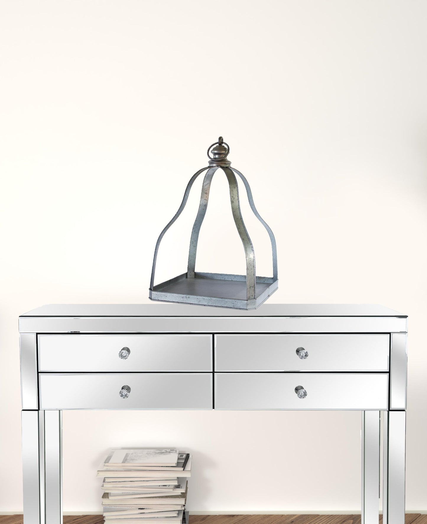 Set of Two Gray Galvanized Metal Tabletop Lantern Candle Holders By Homeroots | Candle Holders | Modishstore - 1