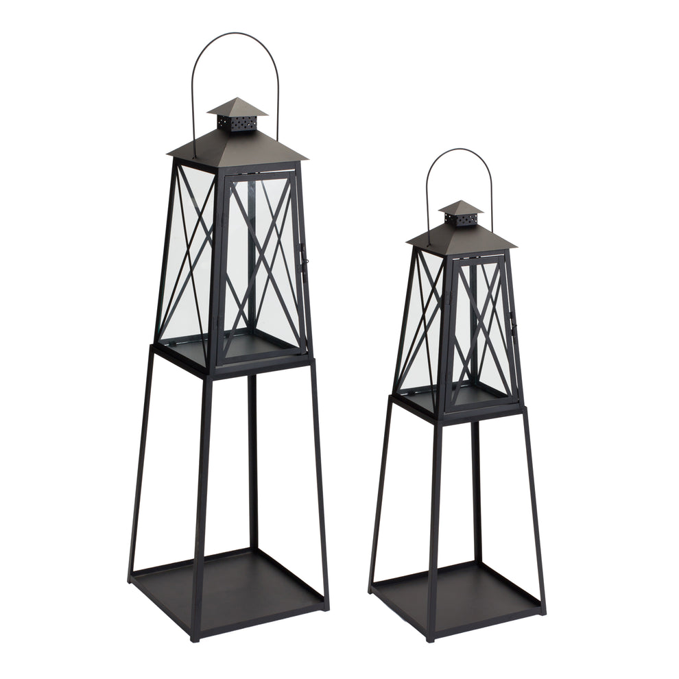 Set of Two Black Iron Ornate Tabletop Lantern Candle Holders By Homeroots | Candle Holders | Modishstore - 4