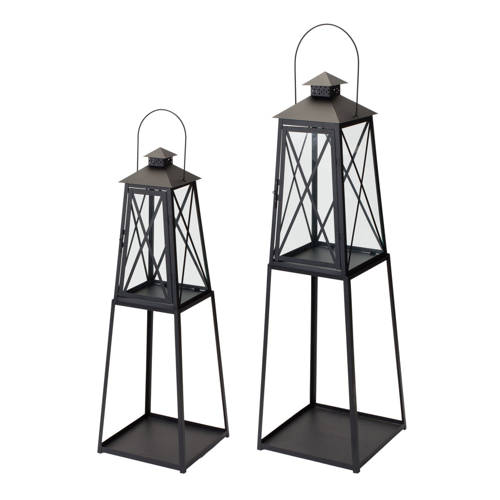 Set of Two Black Iron Ornate Tabletop Lantern Candle Holders By Homeroots | Candle Holders | Modishstore - 3
