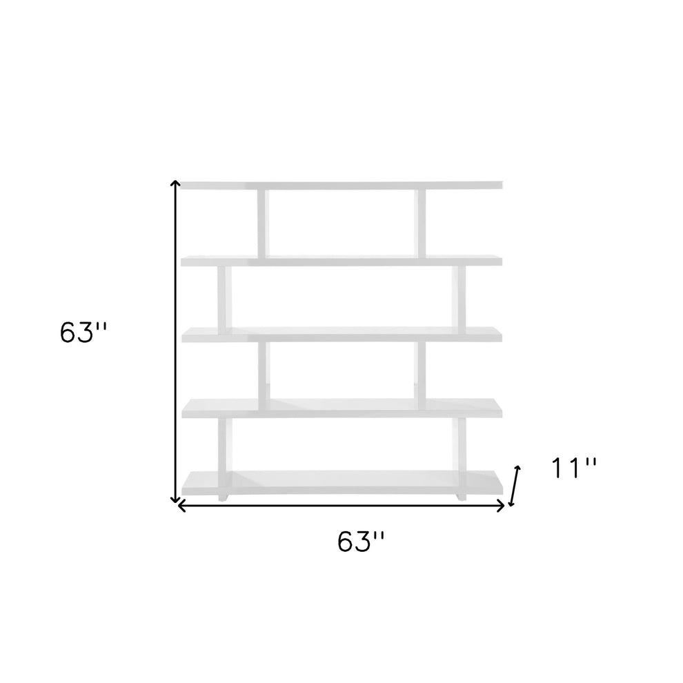 White Wood Five Tier Bookcase By Homeroots | Bookcases | Modishstore - 3