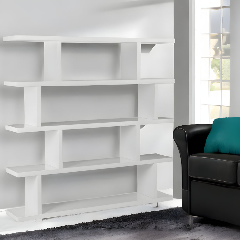 White Wood Five Tier Bookcase By Homeroots | Bookcases | Modishstore - 4