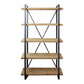 Natural Metal and Wood Five Tier Bookcase By Homeroots | Bookcases | Modishstore - 1