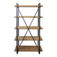 Natural Metal and Wood Five Tier Bookcase By Homeroots | Bookcases | Modishstore - 2