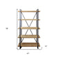 Natural Metal and Wood Five Tier Bookcase By Homeroots | Bookcases | Modishstore - 4