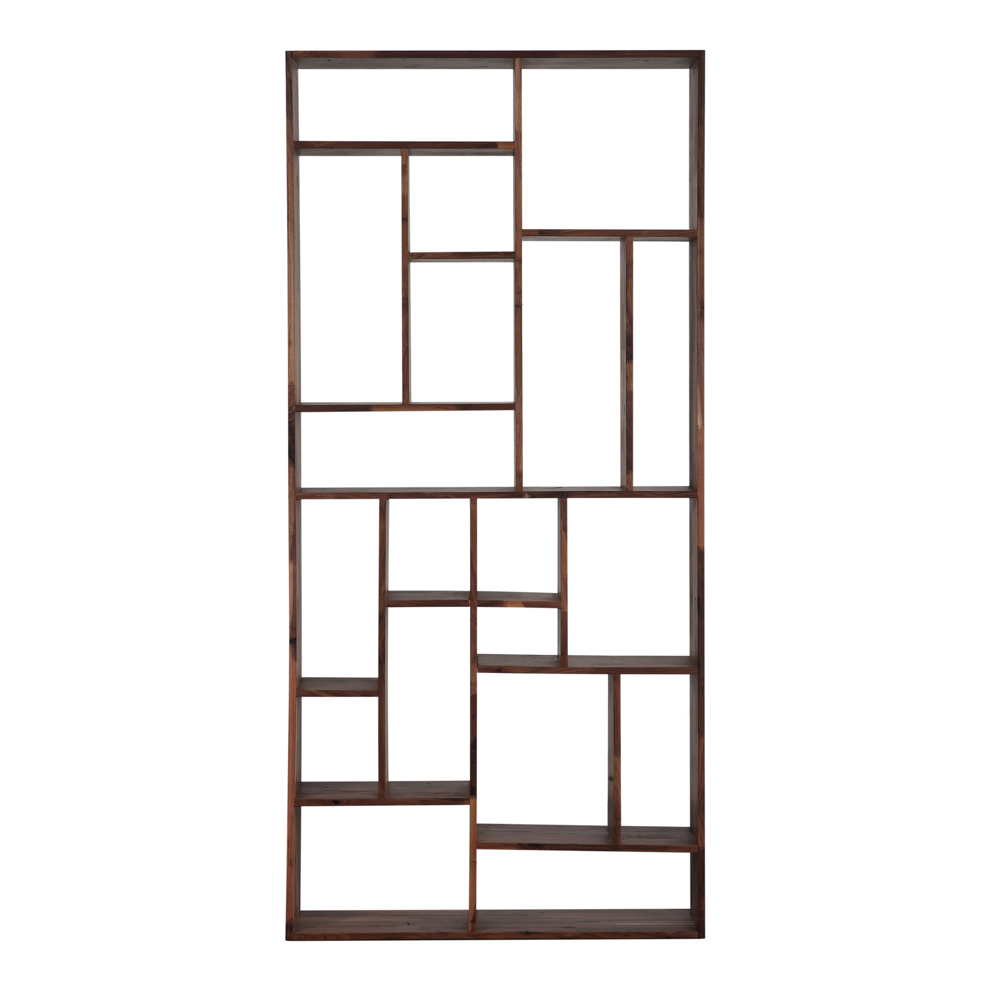 Brown And Natural Wood Ten Tier Bookcase By Homeroots | Bookcases | Modishstore - 1