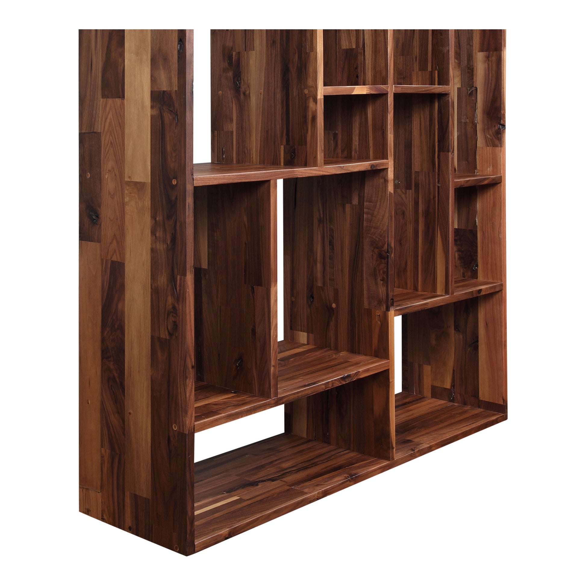 Brown And Natural Wood Ten Tier Bookcase By Homeroots | Bookcases | Modishstore - 2
