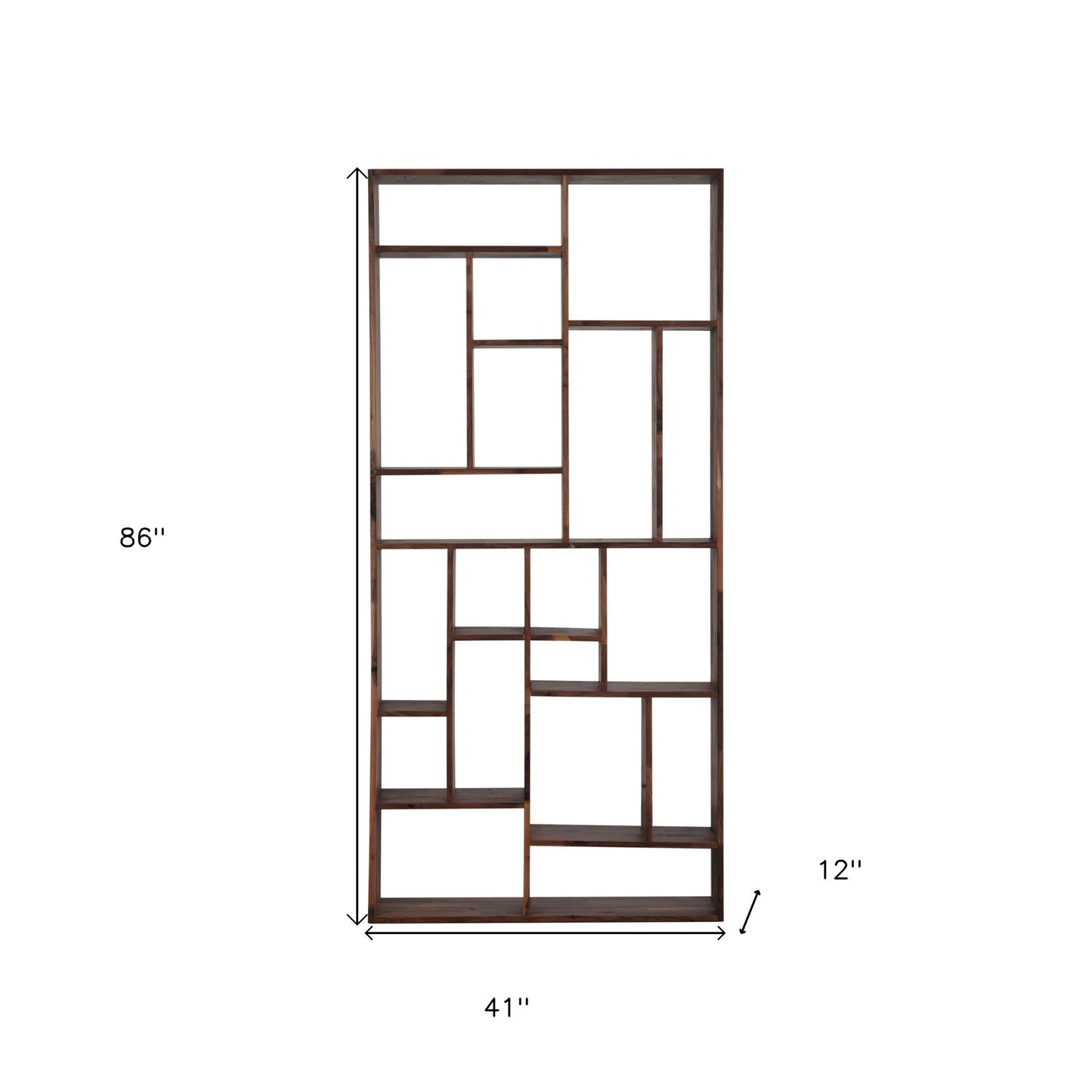 Brown And Natural Wood Ten Tier Bookcase By Homeroots | Bookcases | Modishstore - 4