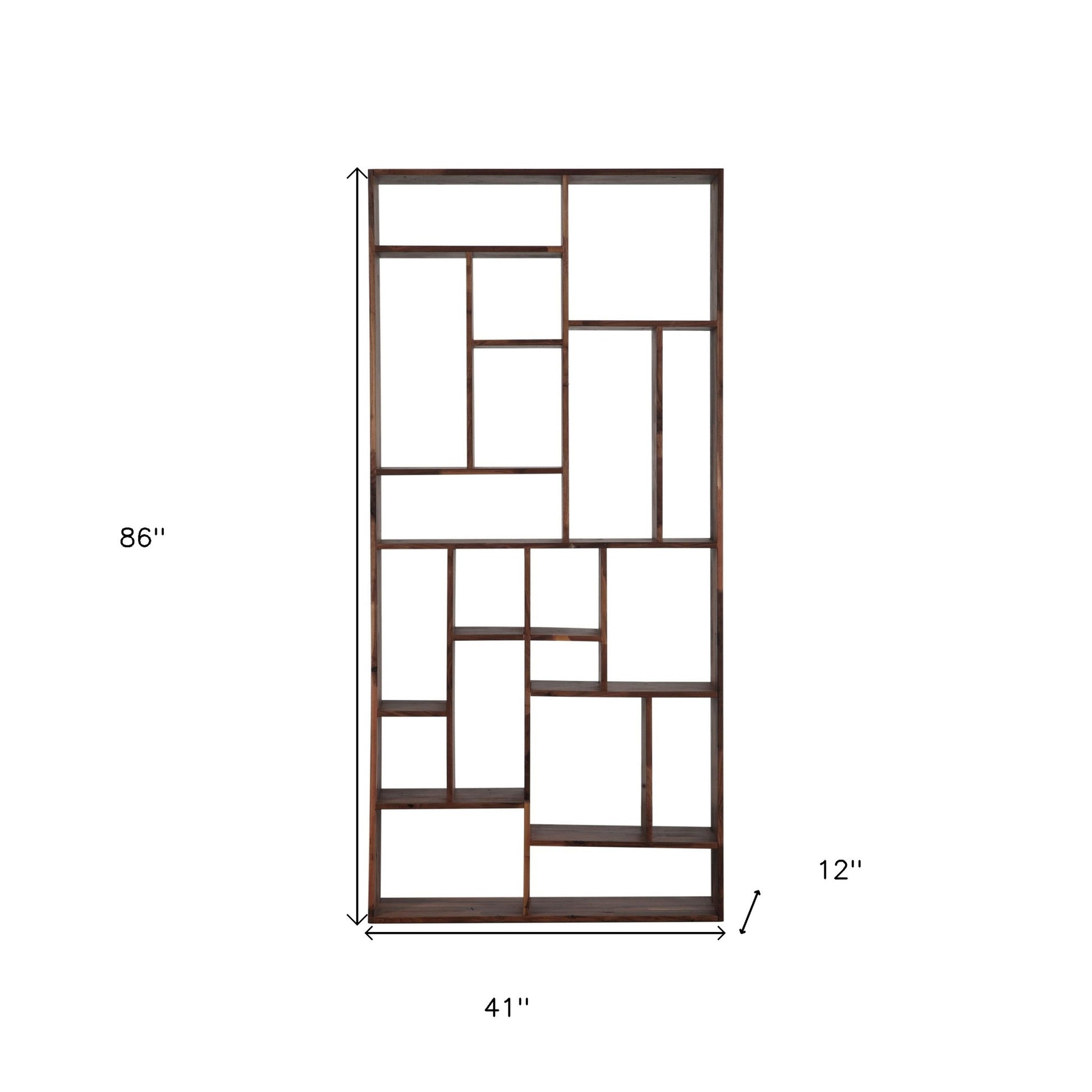 Brown And Natural Wood Ten Tier Bookcase By Homeroots | Bookcases | Modishstore - 4