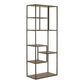 Brown And Natural Metal and Wood Seven Tier Bookcase By Homeroots | Bookcases | Modishstore - 2