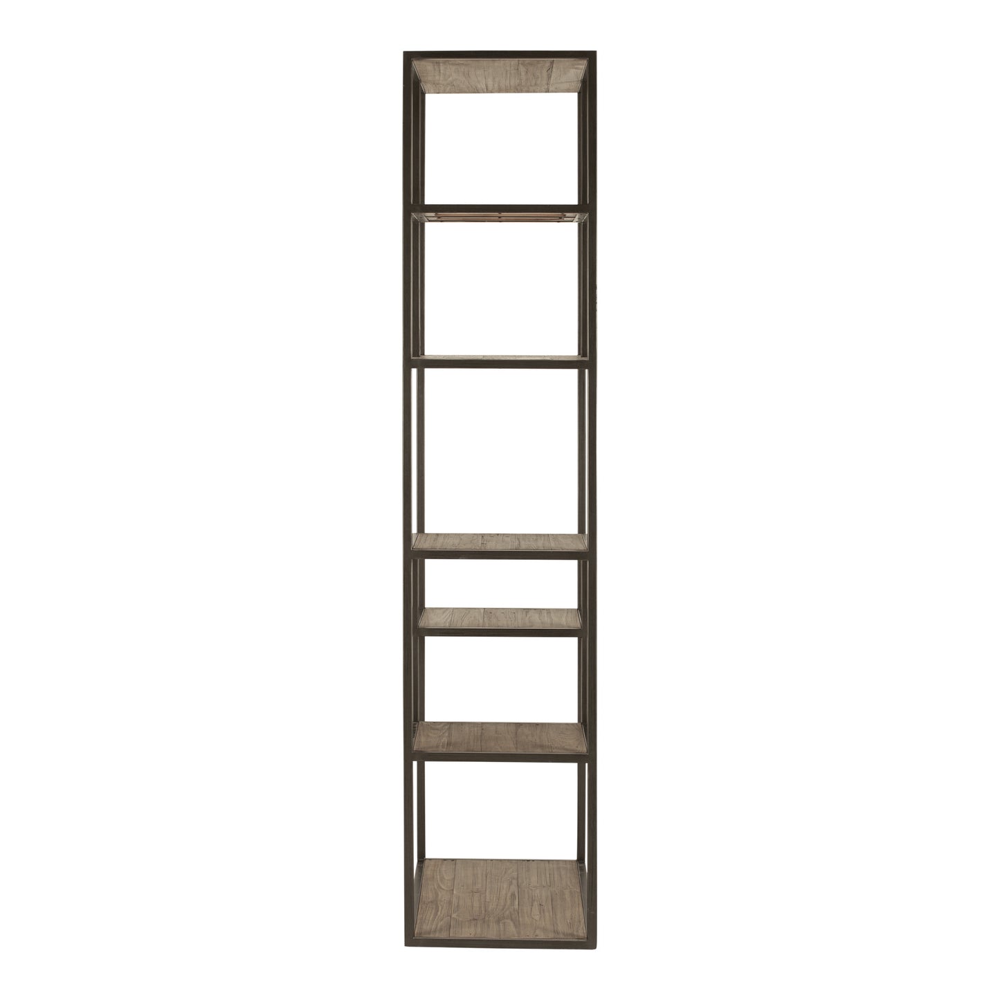 Brown And Natural Metal and Wood Seven Tier Bookcase By Homeroots | Bookcases | Modishstore - 3