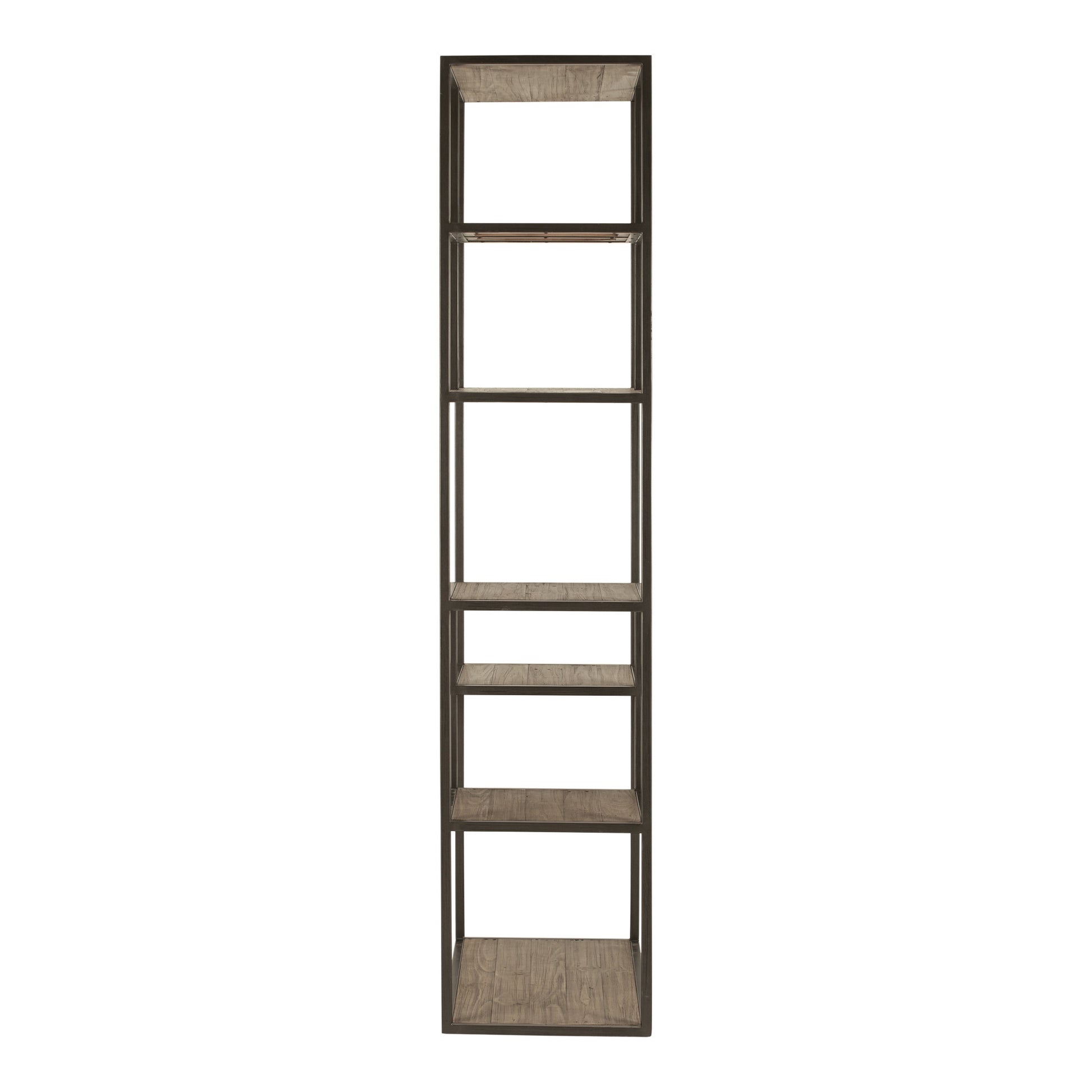 Brown And Natural Metal and Wood Seven Tier Bookcase By Homeroots | Bookcases | Modishstore - 3