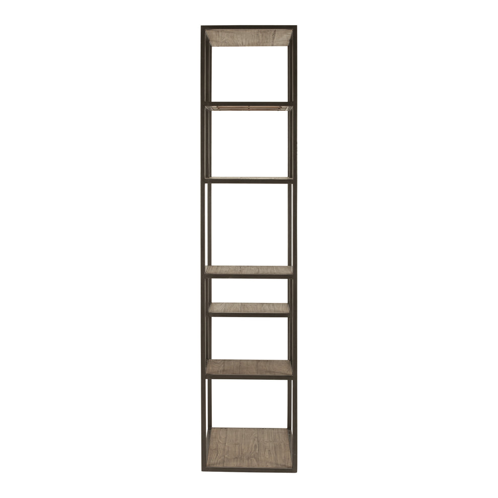 Brown And Natural Metal and Wood Seven Tier Bookcase By Homeroots | Bookcases | Modishstore - 3