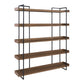Brown and Black Metal and Wood Five Tier Bookcase By Homeroots | Bookcases | Modishstore - 2